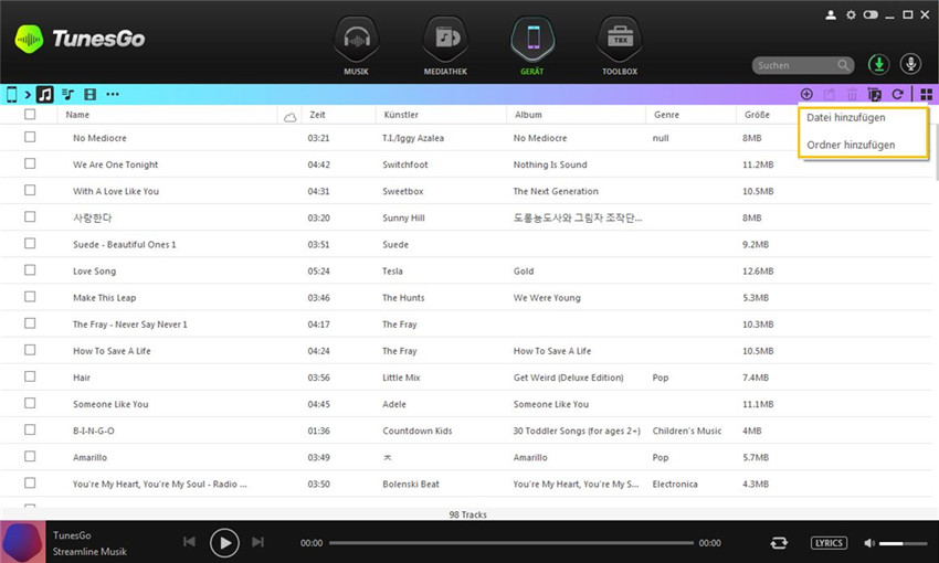 Musik von PC/Mac auf iPhone/iPad/iPod übertragen