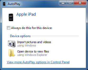 Backup iPad Photos to PC - AutoPlay