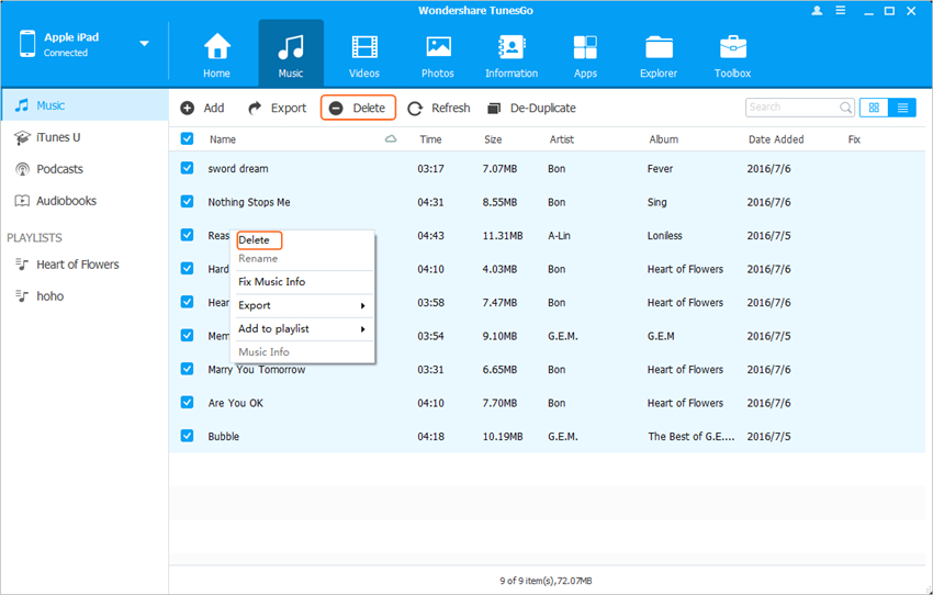 Delete Music from iPad - Delete Songs from iPad