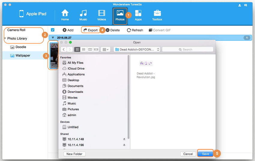 Use Wondershare TunesGo (Mac) to Transfer iPad Photos to Mac