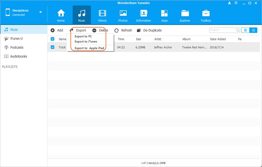 Transfer Files from iPhone to iPad with Wondershare TunesGo - Transfer Files from iPhone to iPad
