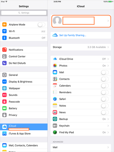 Transfer Pictures from iPad to SD Card with iCloud - Log in iCloud on iPad