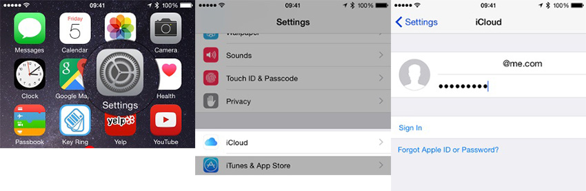 How to Sync iPhone to iPad with iCloud- Log in iCloud