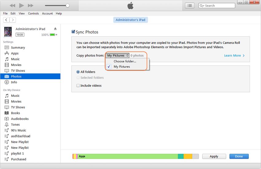 how to transfer Photos from PC to iPad air - Sync Photos