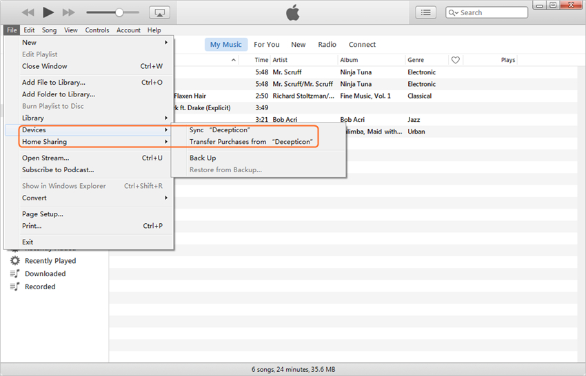 Transfer Music from iPhone to iPad with iTunes -  Transfer Purchases