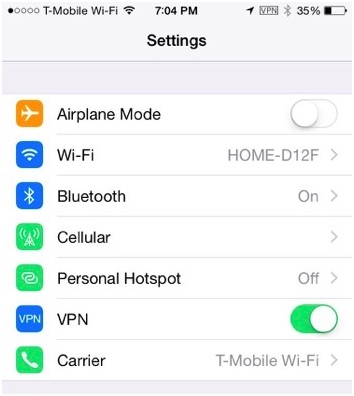 Tips for VPN connection on iPhone-turn on the VPN option