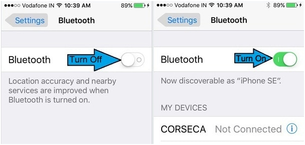 connect iPhone to Mac - Toggle Bluetooth