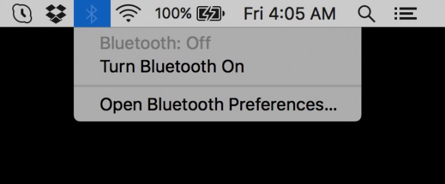 connect iPhone to Mac via Bluetooth - Step 2 click on the Bluetooth icon