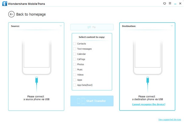 Connet iPhone to iPad-select the phone to phone transfer option