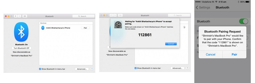 connect iphone to macbook pro bluetooth