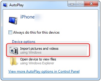 Sync iPhone Photos to PC - Connect iPhone via USB