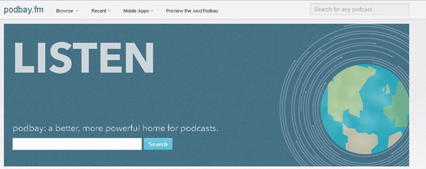 Download podcasts zonder iTunes - bezoek Podbay
