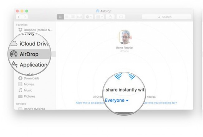 AirDrop iPhone naar Mac - Klik op het Airdrop icoon.
