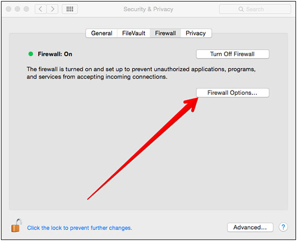 AirDrop iPhone naar Mac - selecteer firewall