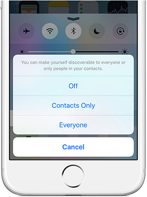 AirDrop iPhone to Mac - activated the Everyone option