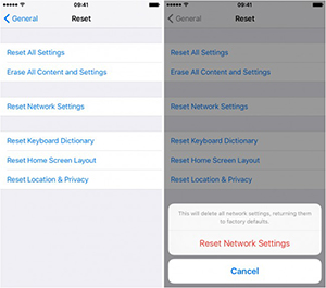 AirDrop iPhone to Mac - reset your network settings