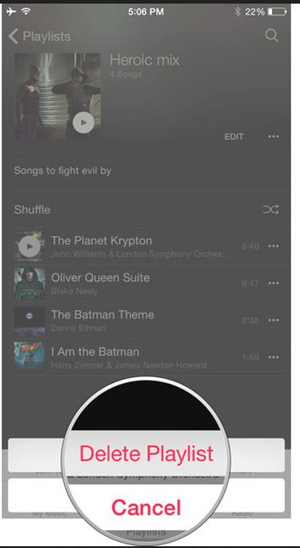 Verwijder een playlist van je iPhone - bevestigen