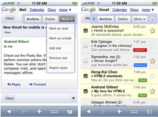 google mail on iphone