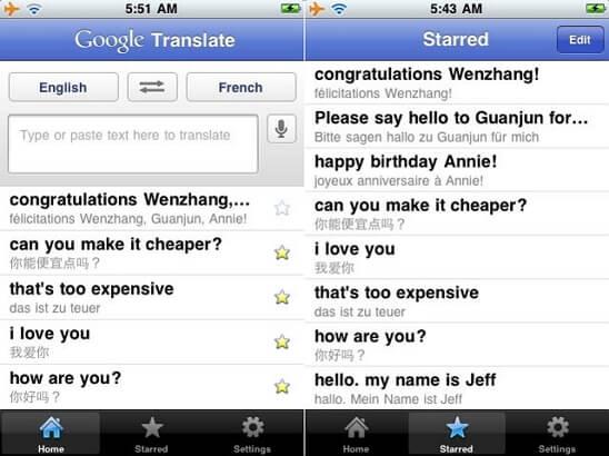 google translate on iphone
