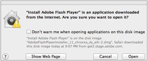 Download Flash Player on iPhone - Click Open
