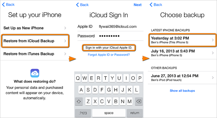 Ontgrendel je iPhone zonder computer - herstel een iCloud back-up