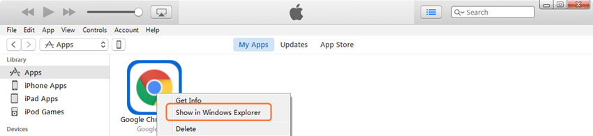 Installeer apps zonder iTunes - navgieer naar de locatie