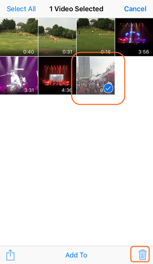 Verwijder video’s van je iPhone - Selecteer video's om te wissen.