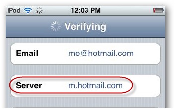Synchronizace kalendáře iPhone – zadejte server Hotmail