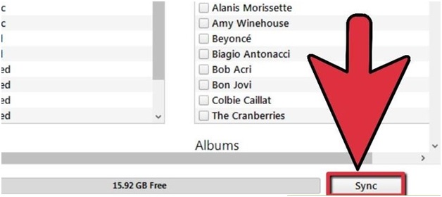 Sincronizza musica per iPhone-fare clic sul pulsante Sync