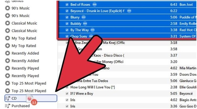 Sincronice Música al iPhone – arrastre las canciones a la lista