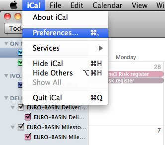 sincronice iCal con iPhone - Paso 1 para preferencias del Sistema en iCal