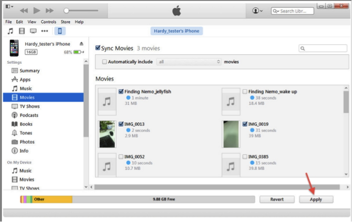 Trasferire video dal PC al iPhone utilizzando iTunes