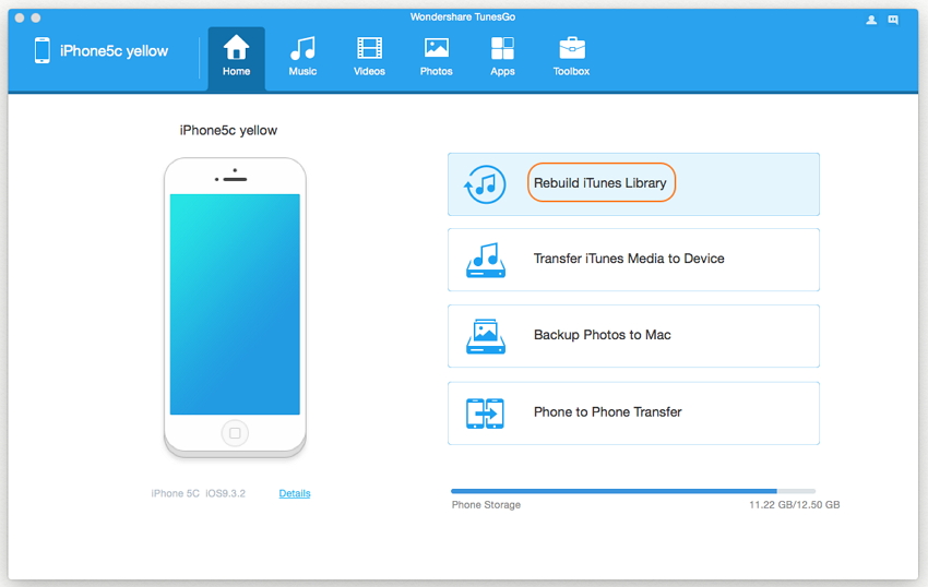 Copiare brani da iPhone a iTunes con TunesGo (Mac)