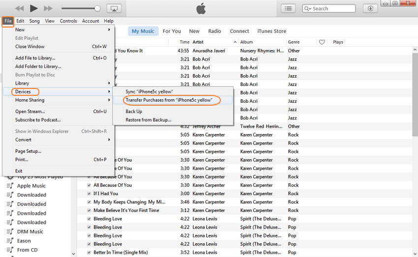 Transferir Compras del iPhone a iTunes desde el iTunes Store