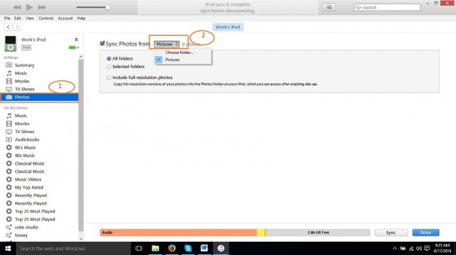 How to delete photo library from ipod-click on photos