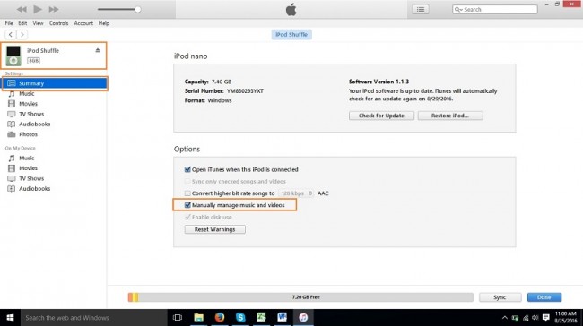 How to put pictures on ipod with zero loss-Manually manage Music and Videos
