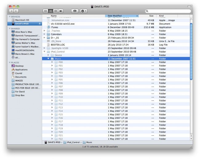 File List Export for ipod instal