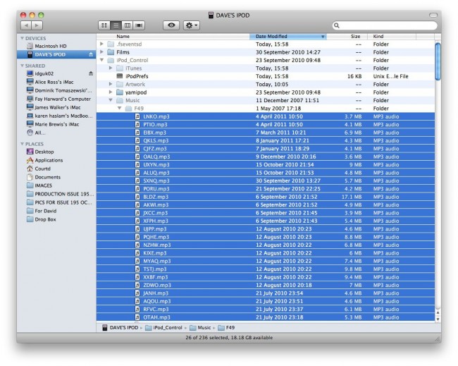 How to transfer files from ipod to Mac-muisc files