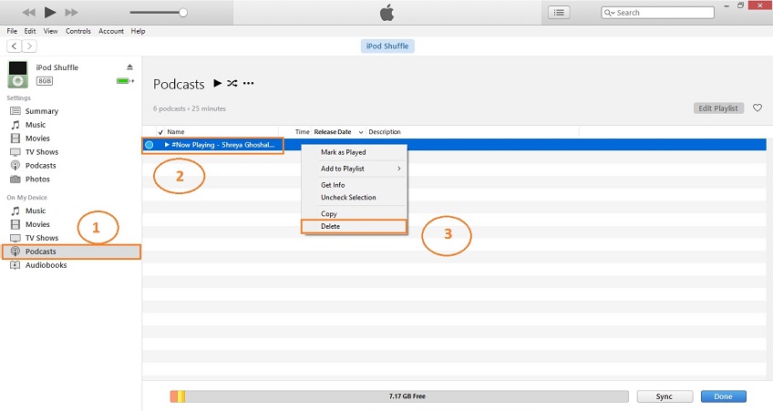 How to delete Podcast from iPod-delect podcast