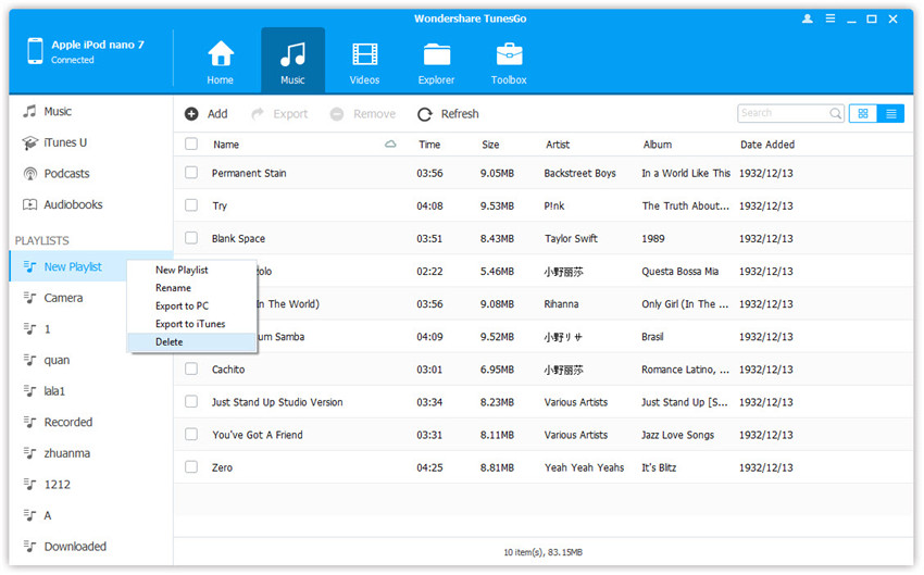 ipod file  manager-delete the playlist