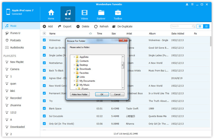 File List Export for ipod instal