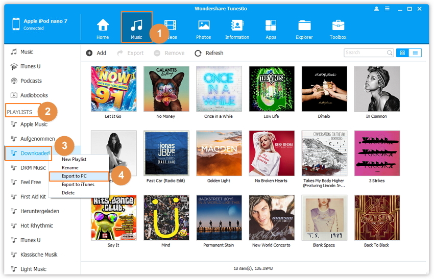 Top 4 iPod Transfer tools-Wondershare TunesGo