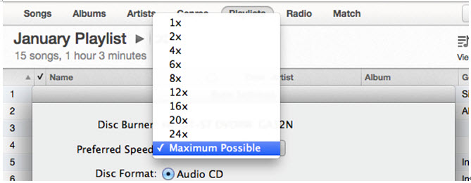 Transfer iTunes to another computer-Choose  the speed