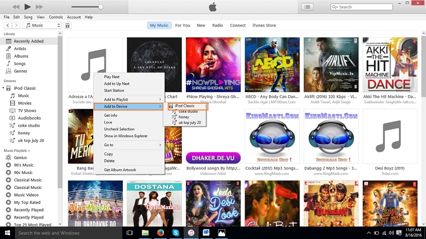 Organize  music on iPod-Add to Device