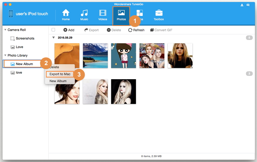 Transfer Photos from iPod touch to Mac-Transfer iPod Touch Album to Mac