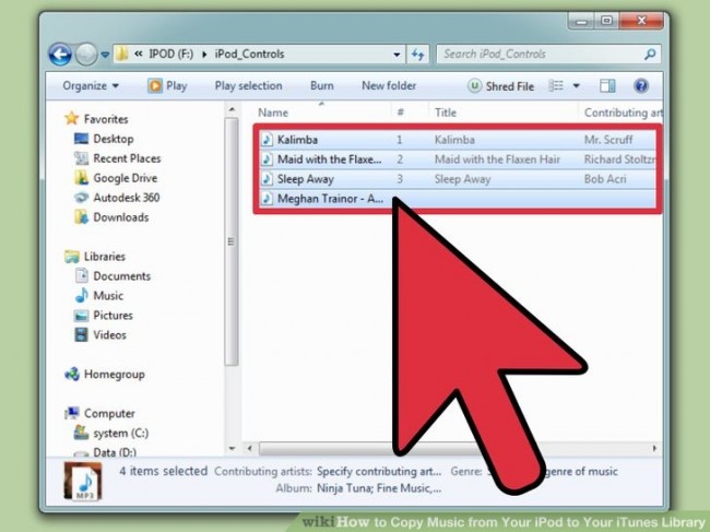 How to copy ipod music to iTunes-music control option