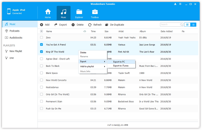 ios transfer - Sync iPod with TunesGo