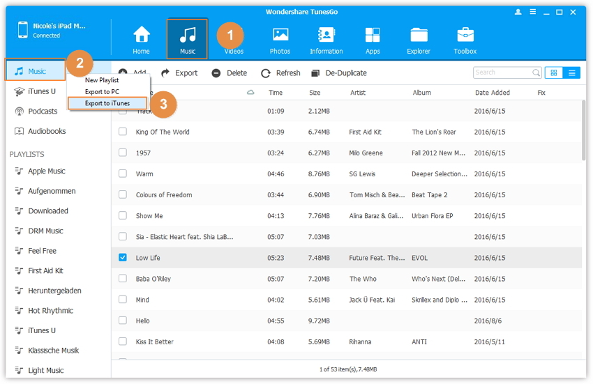 Como transferir canciones desde iTunes al iPad-Hacia iTunes