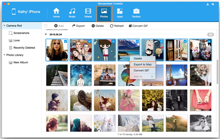 Transfer Photos from iPhone to iPhoto/Photos With Wondershare TunesGo