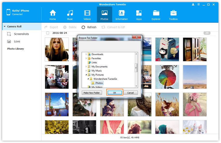 Manage Photos on iPhone with TunesGo